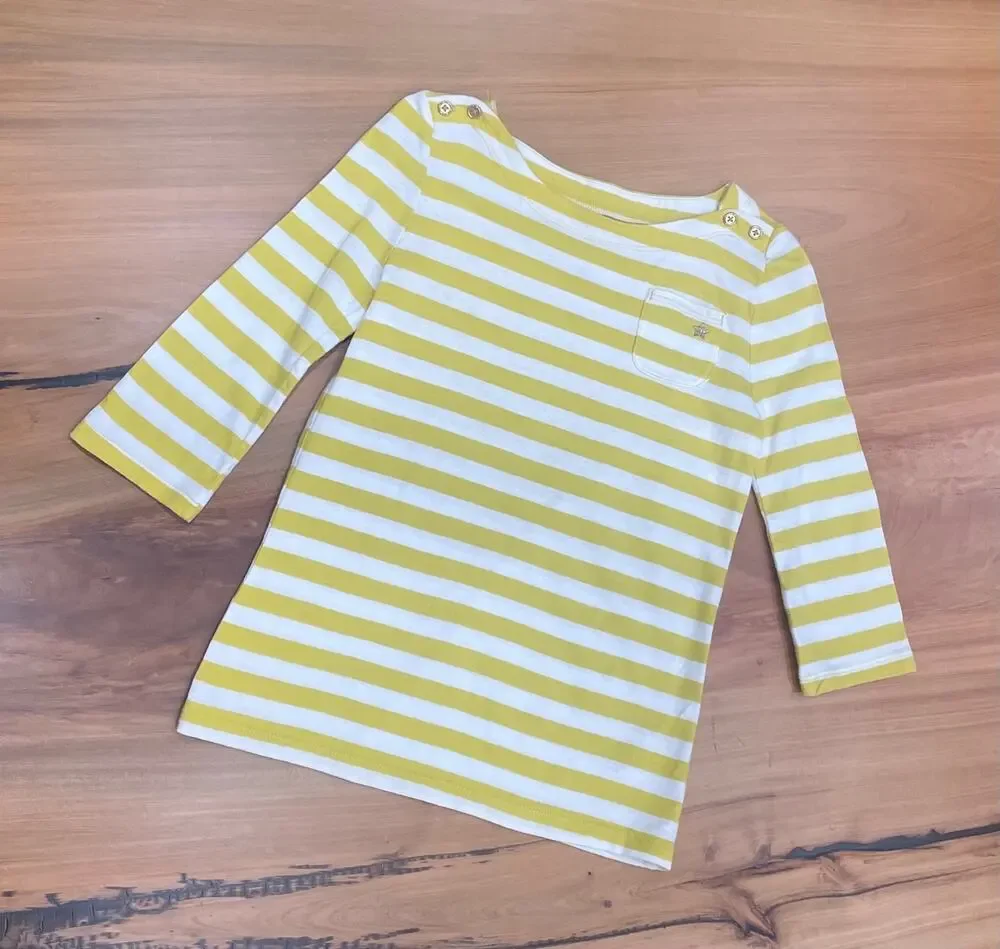 Osh Gosh Yellow Striped 3/4 length Sleeve shirt to match skirts 7